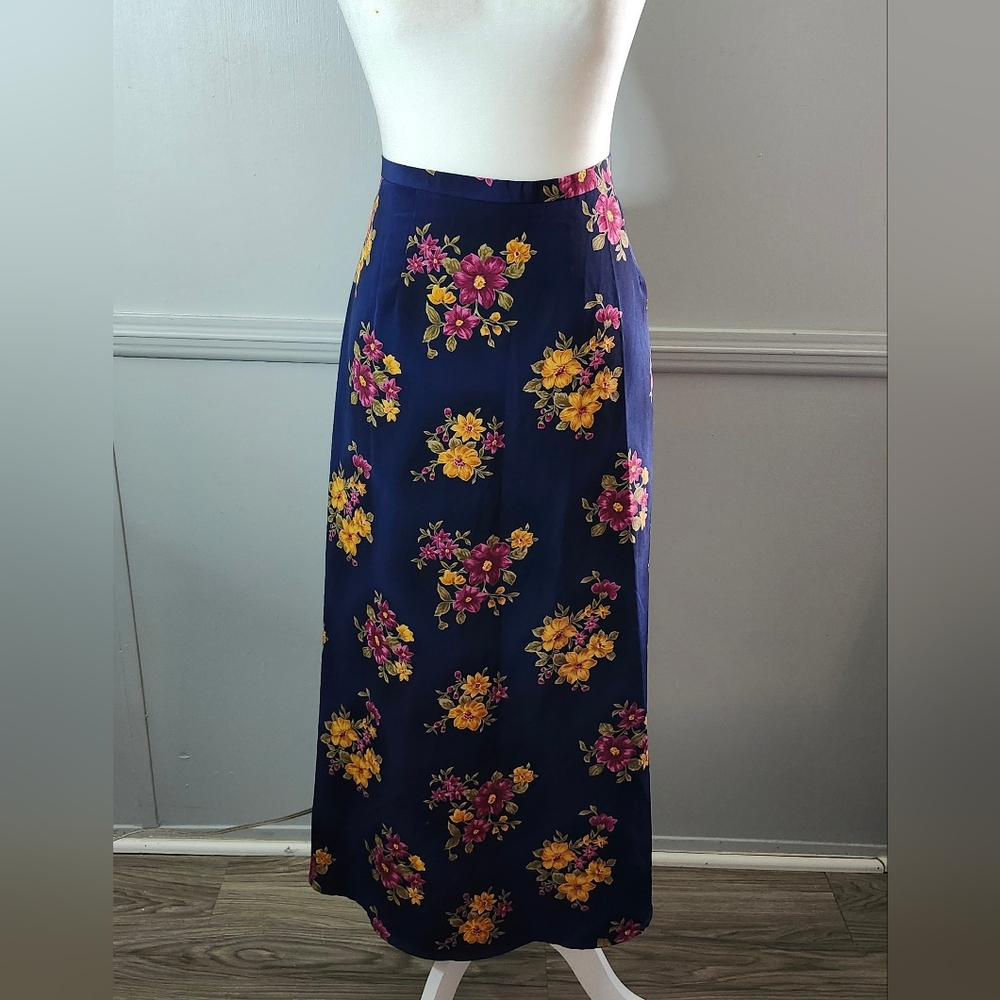 Vintage Floral Maxi High Waist Skirt